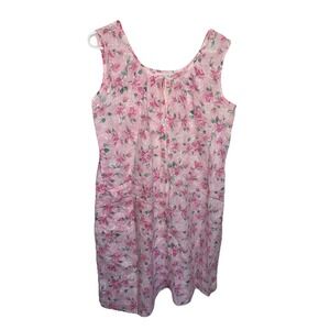 Vintage Anthony Richards Women's Nightgown Pink‎ White Lace Buttons Size Large